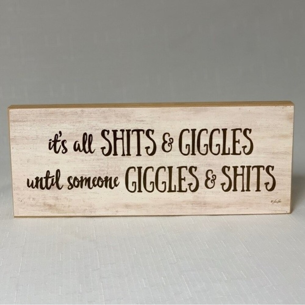 Sh**s and Giggles Home Decor Sign Wooden Wall Hanging Placard Art Beach office